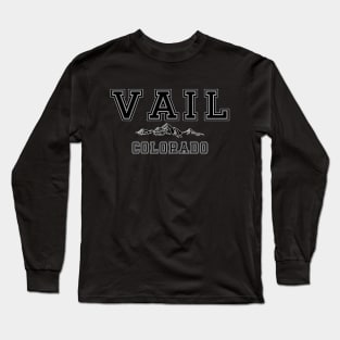 Vail Colorado - Town Ski Resort Lettering with a Mountain Decal Long Sleeve T-Shirt